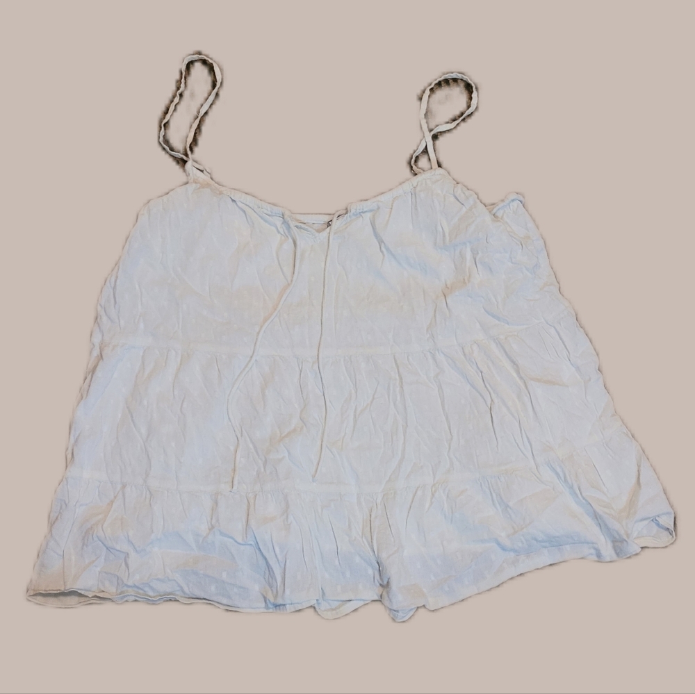 Old Navy XXL White Embroidered Spaghetti Strap Flowy Tank Top